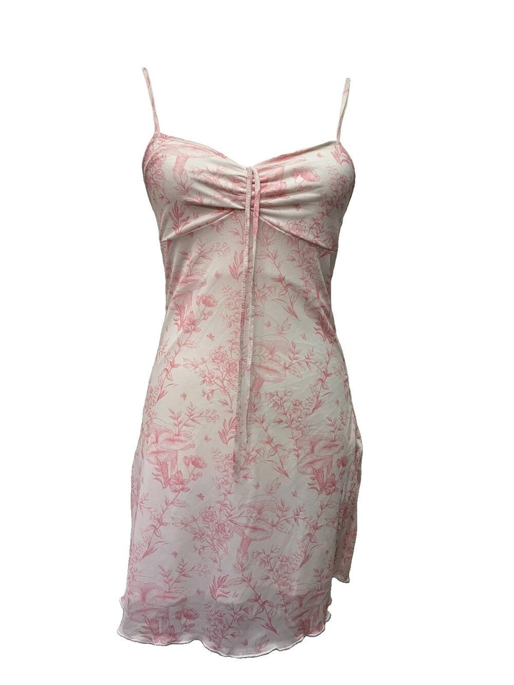 Women's Shein Size Medium 26" Length White Pink Sleeveless Dress Breathable